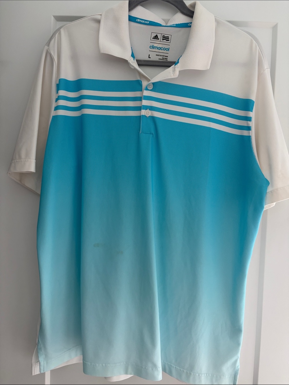 Marion Adidas Men’s Light Blue & White Gradient Climacool Golf Polo